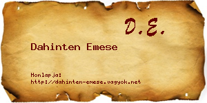 Dahinten Emese névjegykártya